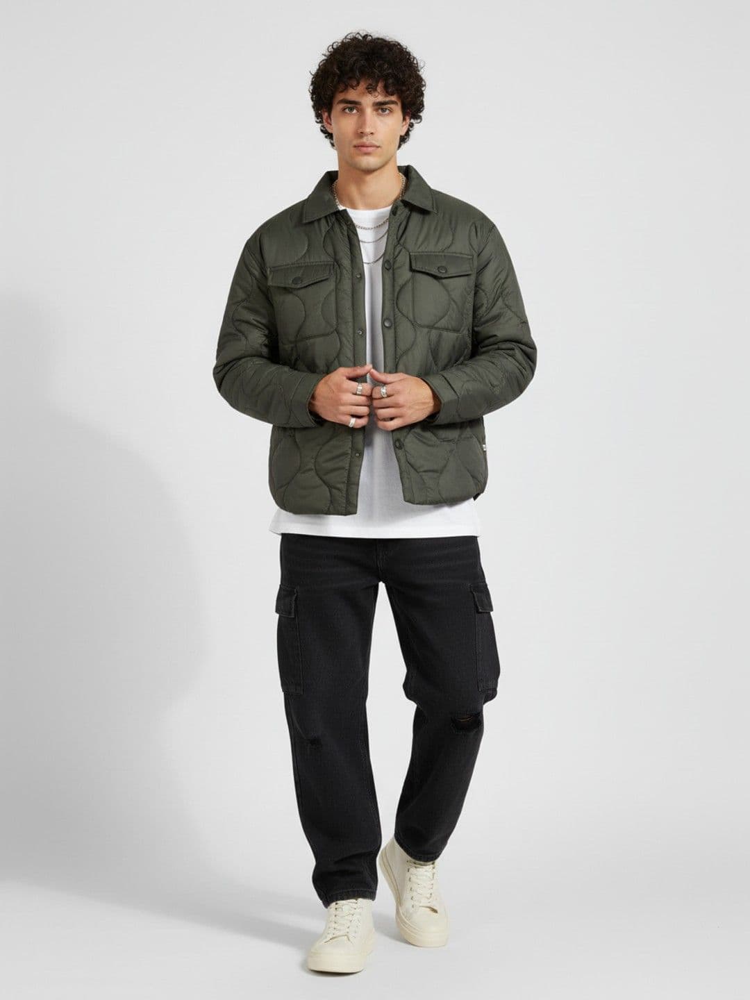 glitchez Spread Collar Relaxed Fit Quilted Jacket - view 1