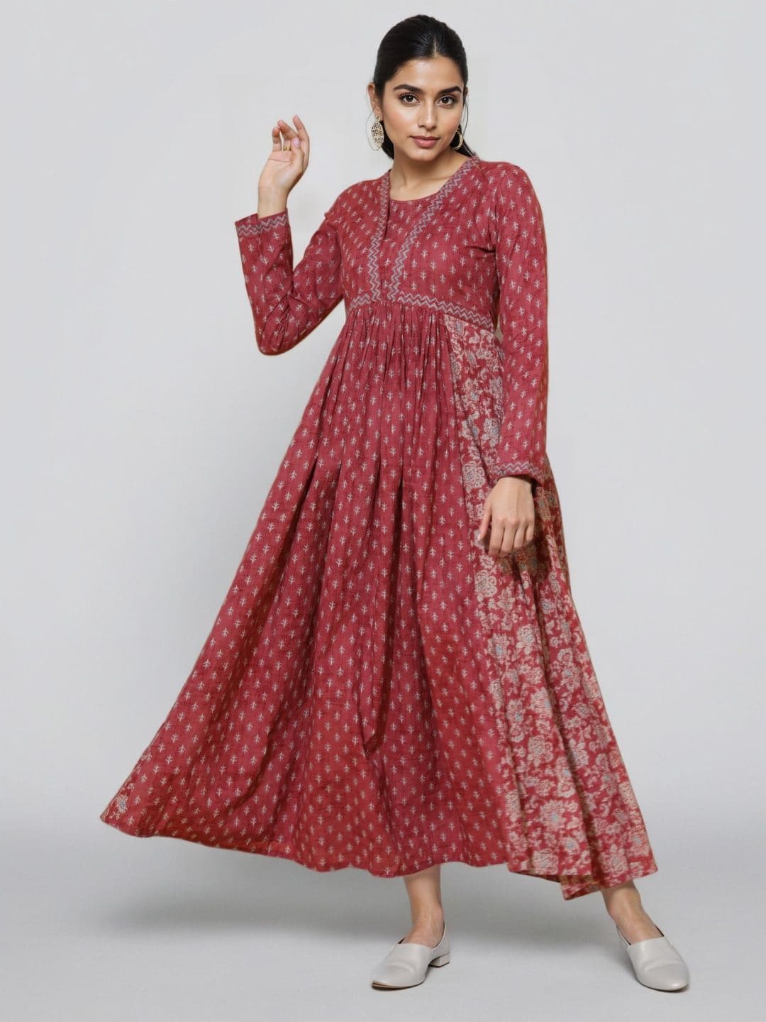 Kalini Women Ethnic Motifs Printed Festive Cotton Anarkali Kurta - view 1
