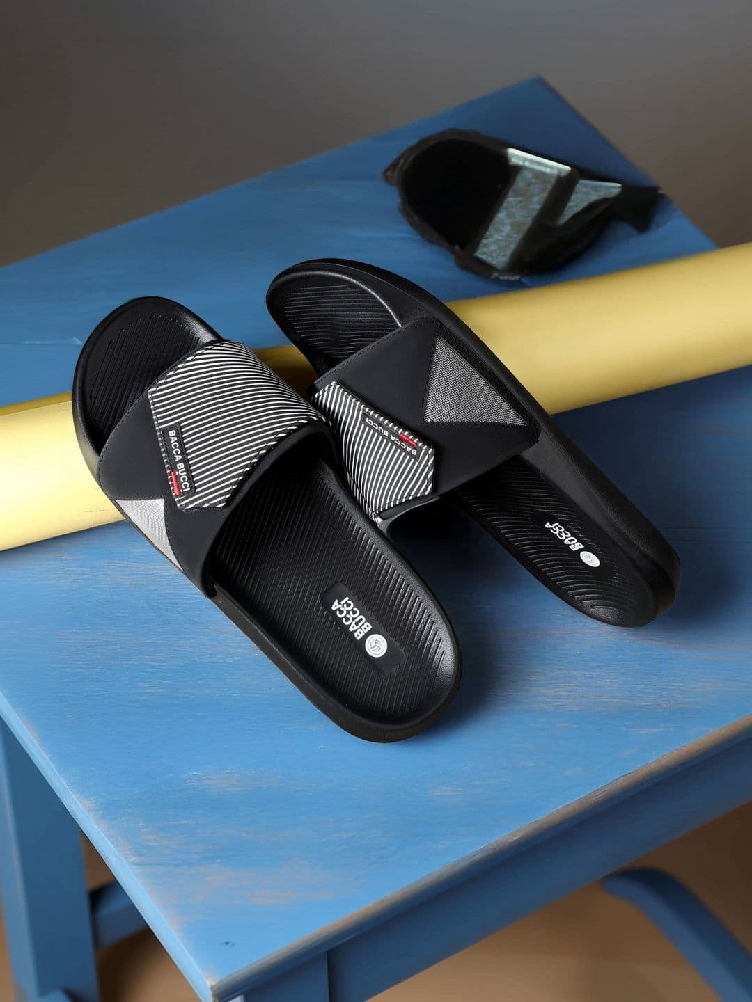 bacca bucci Men Striped Sliders - view 1