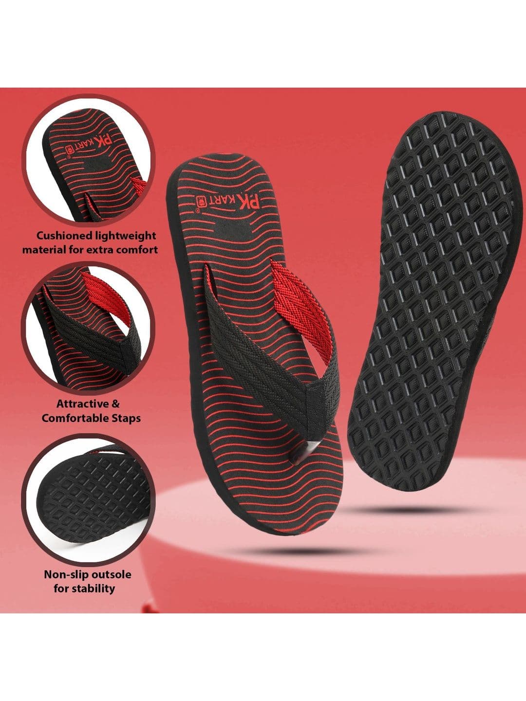 PKKART Men Striped Thong Flip-Flops - view 1