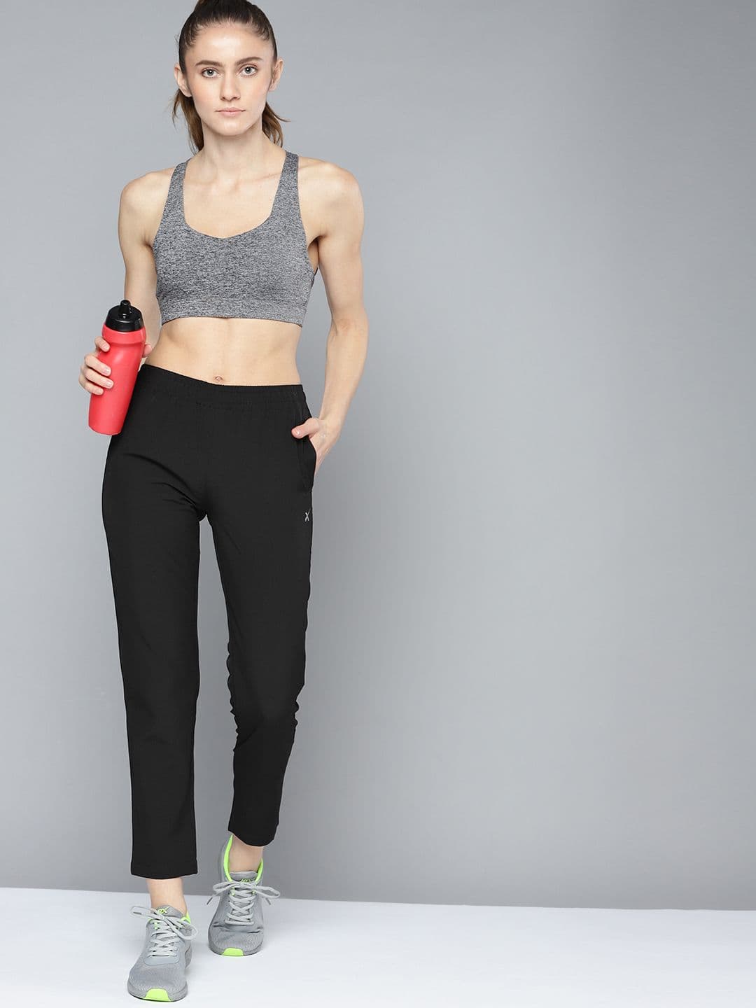 HRX By Hrithik Roshan Training Women Jet Black Rapid-Dry Brand Carrier Track pants - view 1