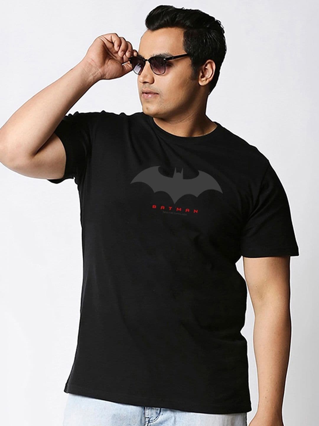 Bewakoof Plus Plus Size Men Black Printed Pure Cotton Applique T-shirt - view 1