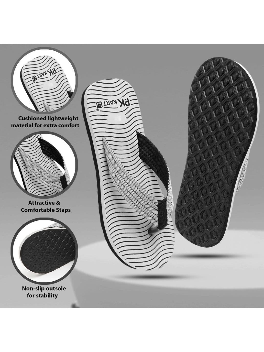 PKKART Men Striped Thong Flip-Flops - view 1