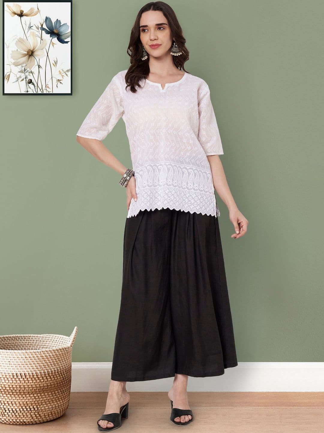 BABRU Slip-On Flared Palazzos - view 1