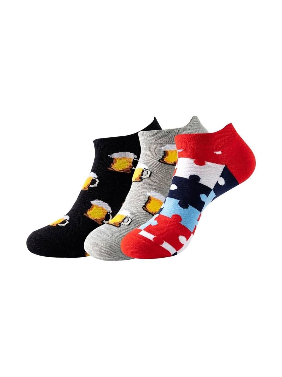 The Tie Hub Pack of 3 Patterned Ankle-Length Socks - view 1