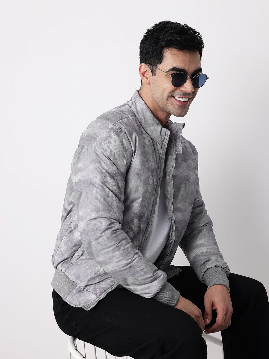 Mast & Harbour Abstract Printed Padded Bomber Jacket - view 1