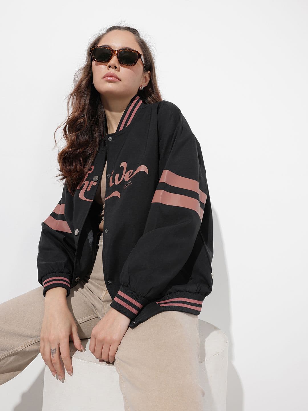The Roadster Life Co. Typography Printed Varsity Jacket - view 1