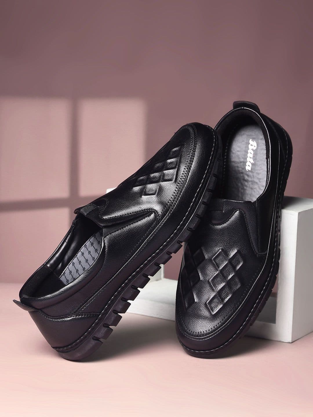 Bata Men Textured Slip-On Formal Shoes - view 1
