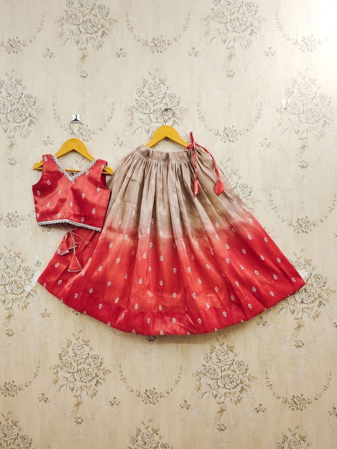 Sangria Girls Ombre Printed Lehenga Choli Set With Dupatta - view 1