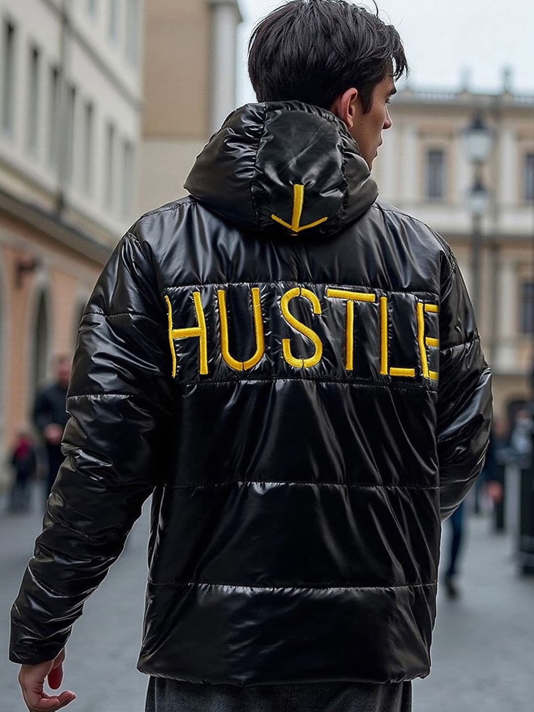 Bewakoof Shine Hustle Typography Printed Oversized Jacket - view 1