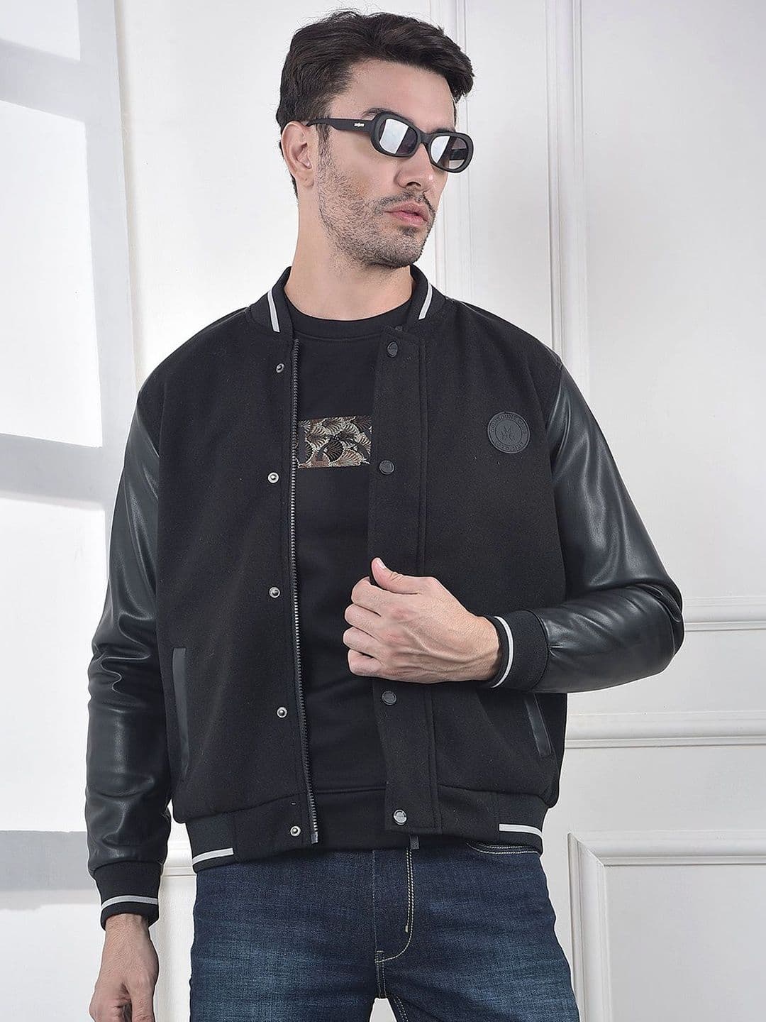 Crimsoune Club Men Brand Logo Colourblocked Varsity Jacket - view 1