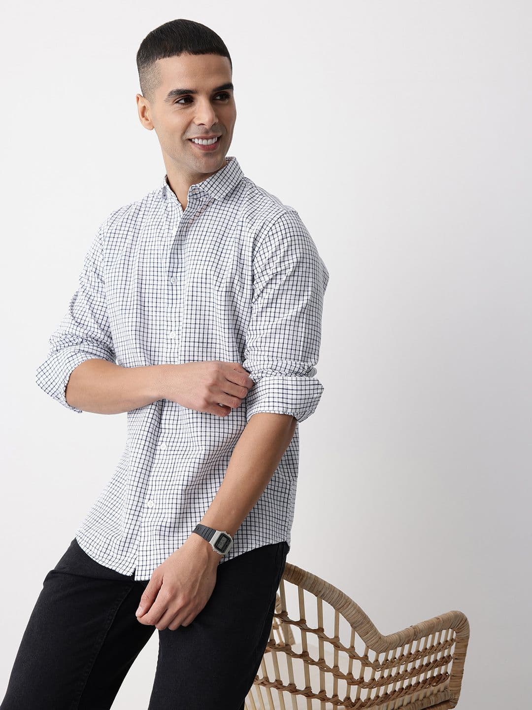 Mast & Harbour Cotton Linen Checked Casual Shirt - view 1