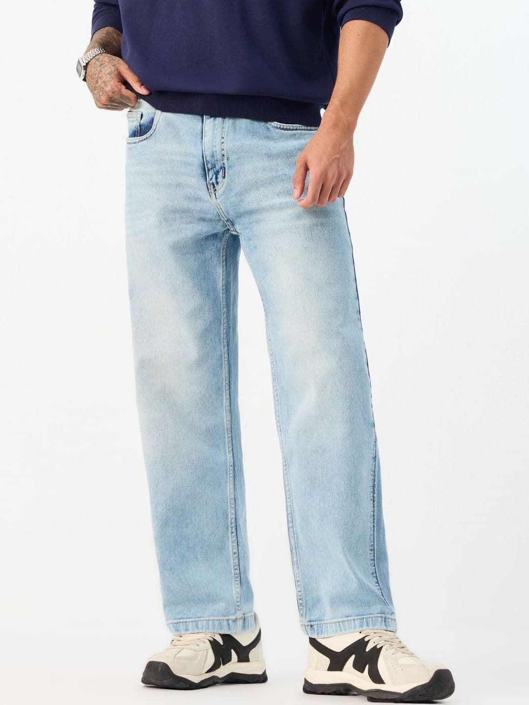 The Souled Store Men Baggy Fit Denim Blue Jeans - view 1