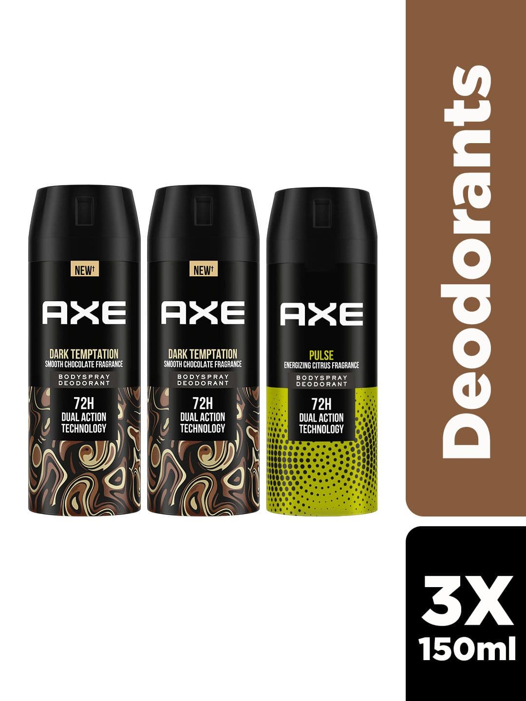 AXE Men Set of 3 Dark Temptation & Pulse Deodorant Spray - 150ml each