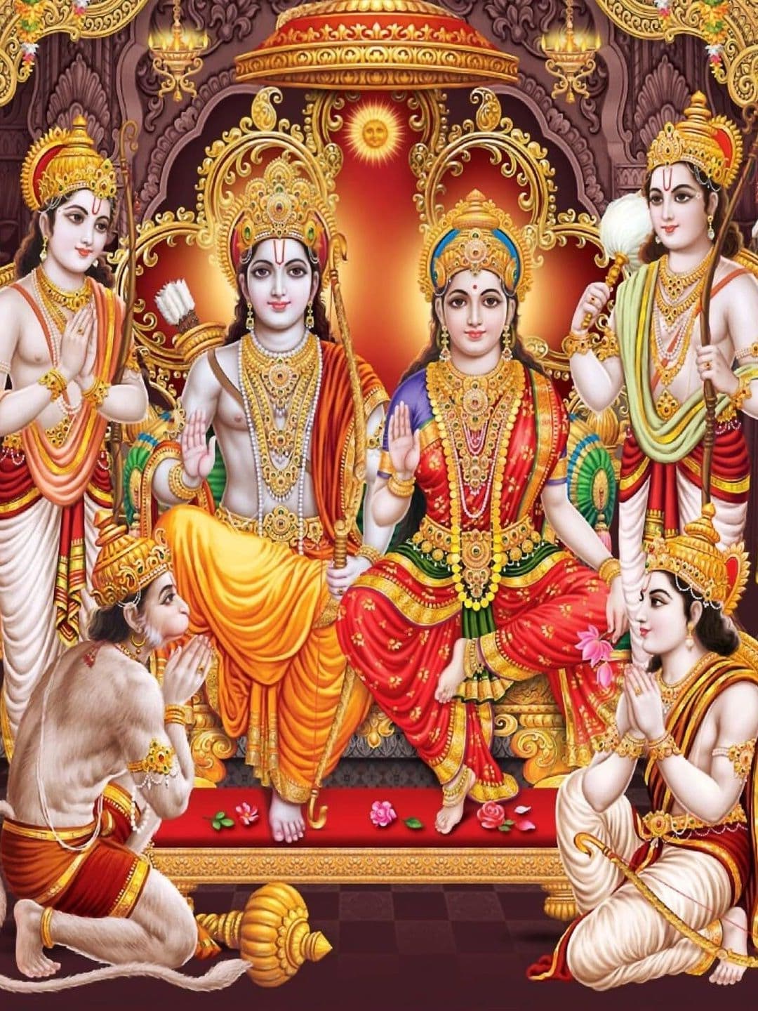 Backdropon Yellow Printed Lord Shree Ram Darbar Backdrop - view 1