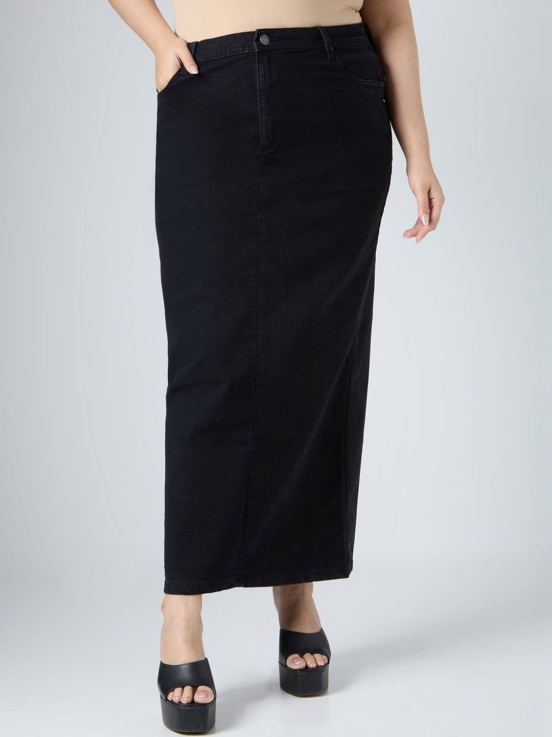 Turning Blue Maxi Straight Skirts - view 1