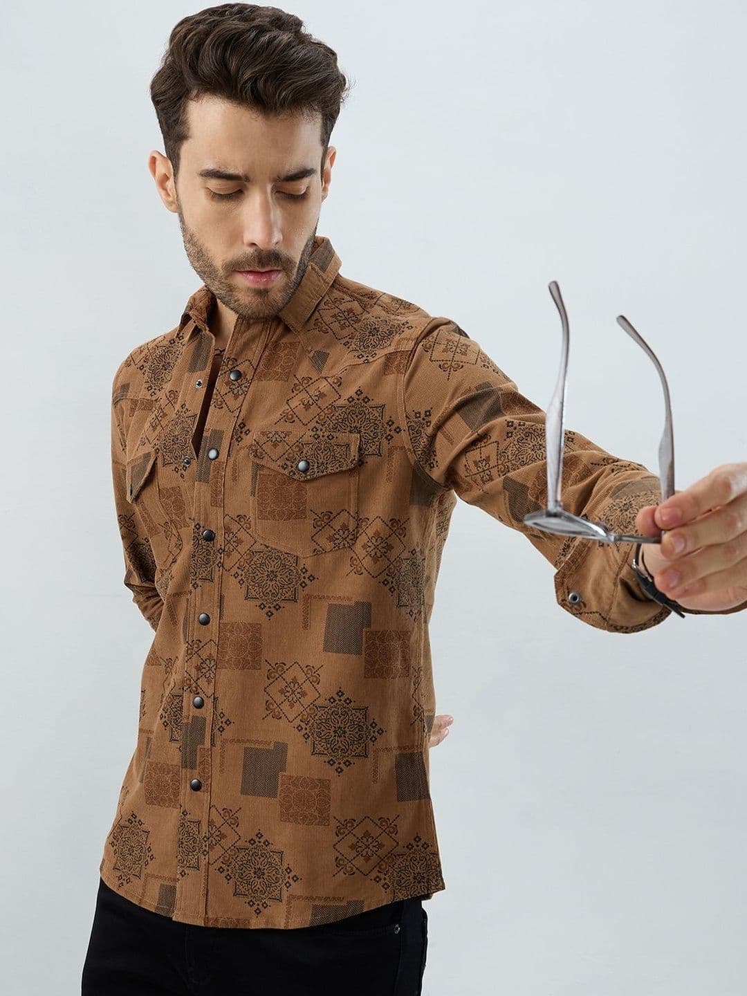 VASTRADO Russet Royal Floral Cotton Long Sleeves Shirt - view 1