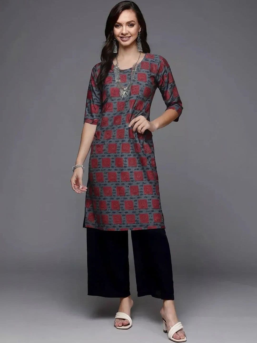 arangya Pack Of 3 Women Geometric Printed Crepe Kurta - view 1
