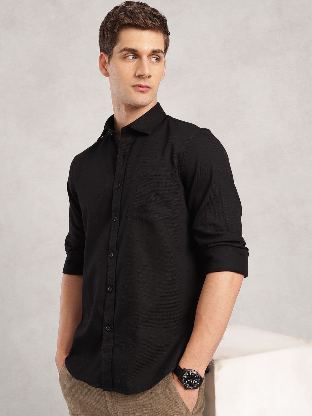 Nautica Slim Fit Textured Pure Cotton Casual Shirt - view 1