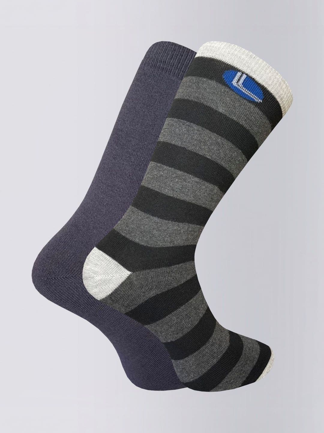 HEBTROCO Men Pack of 2 Striped Calf Length Socks - view 1