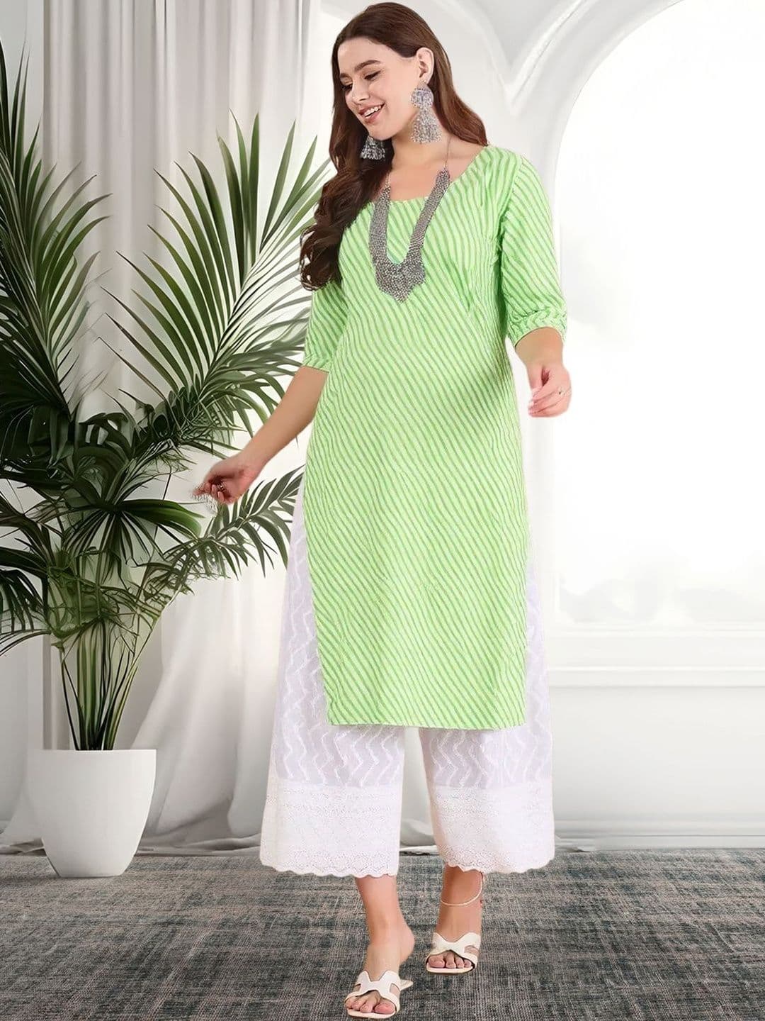 arangya Women Pack Of 2 Leheriya Printed Crepe Kurta - view 1