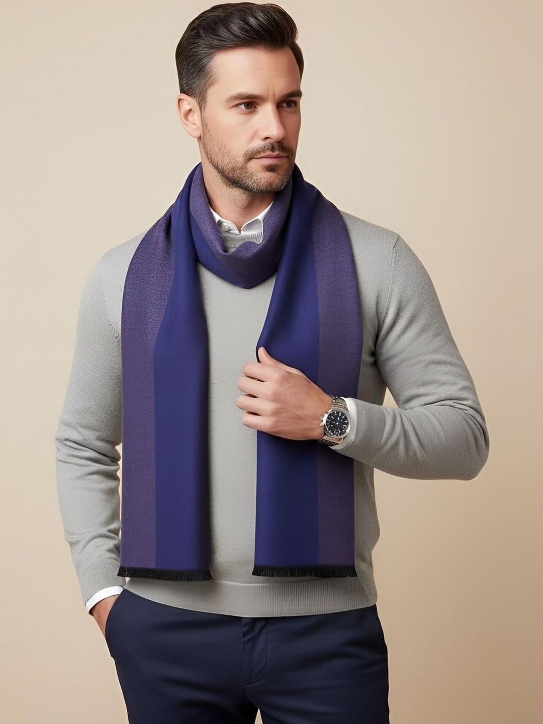 MUFFLY Men Checked Merino Wool Mufflers - view 1