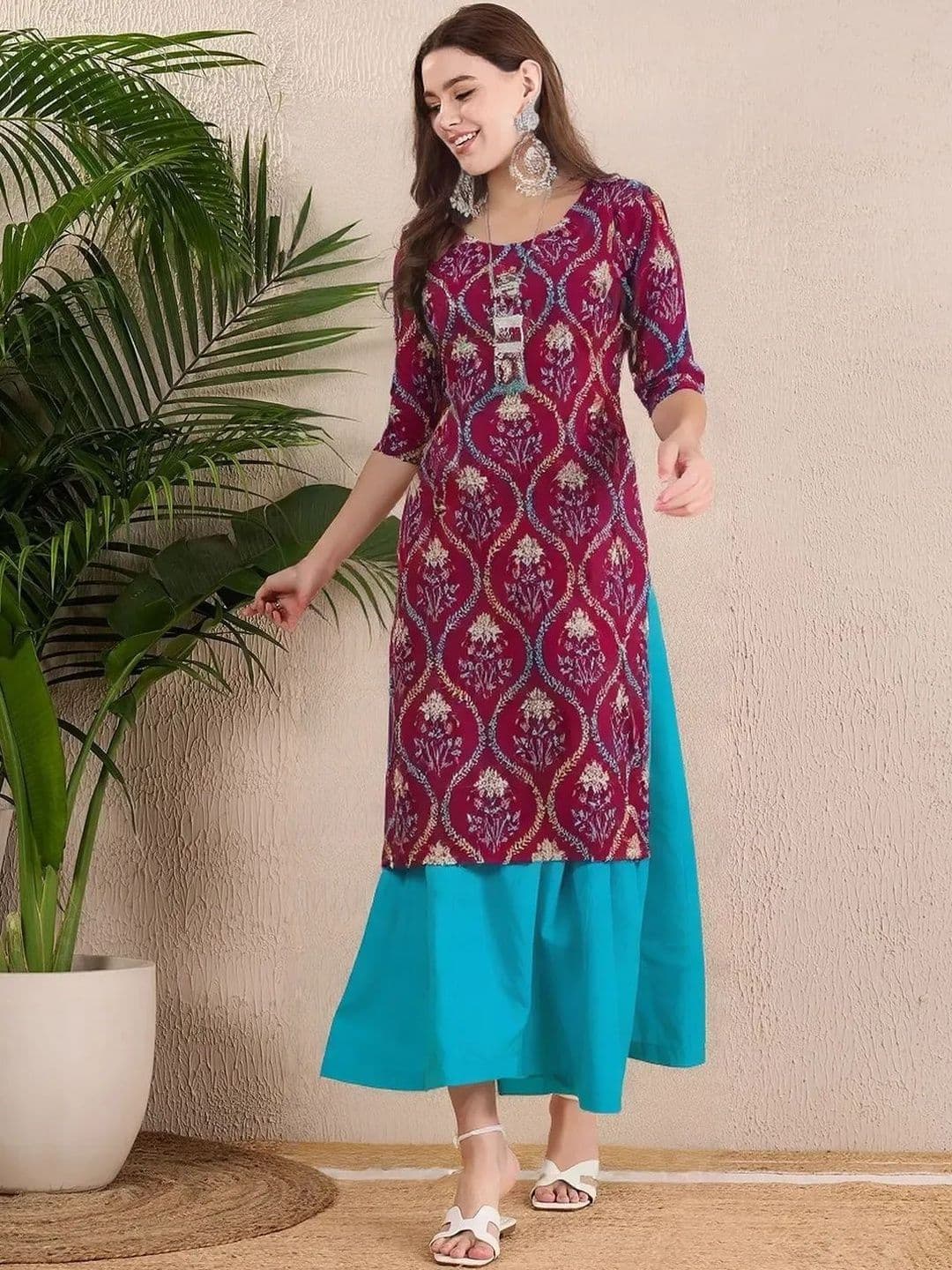 arangya Pack Of 3 Women Ethnic Motifs Printed Indie Prints Crepe Kurta - view 1