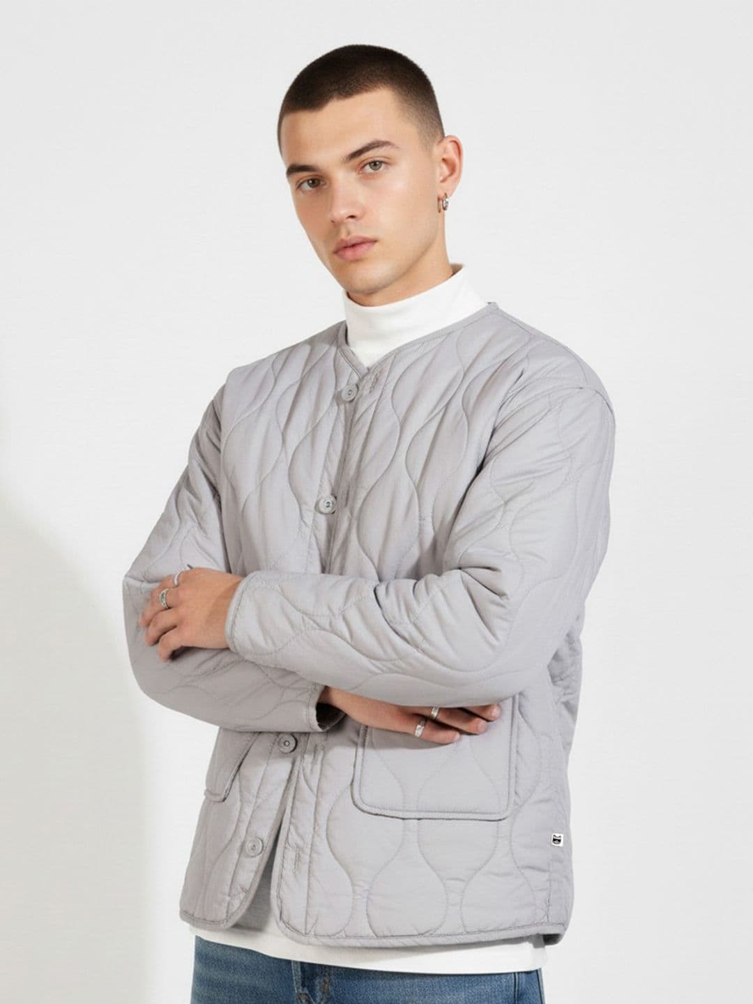glitchez Collarless Quilted Jacket - view 1