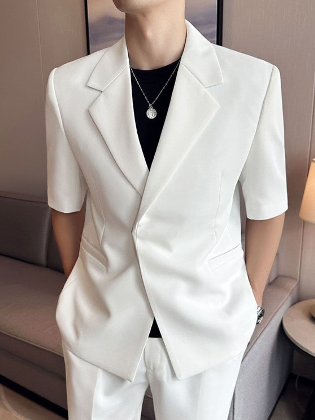 KPOP Men Tailored Open Front Jacket - view 1