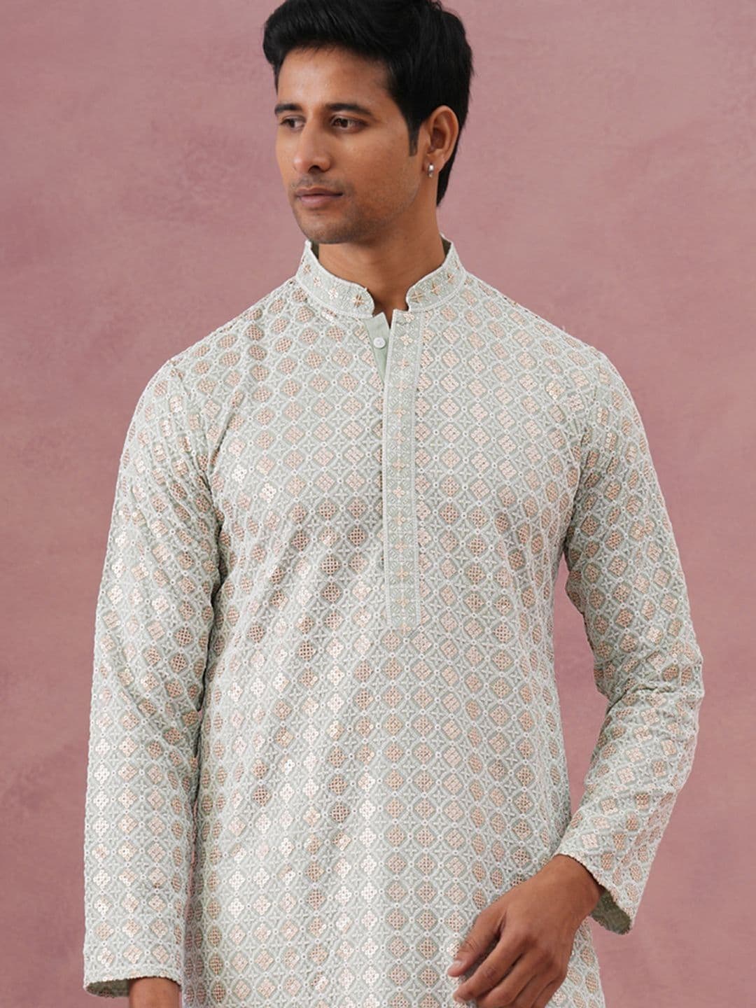 Jompers Men Ethnic Motifs Embellished Sequinned Kurta - view 1