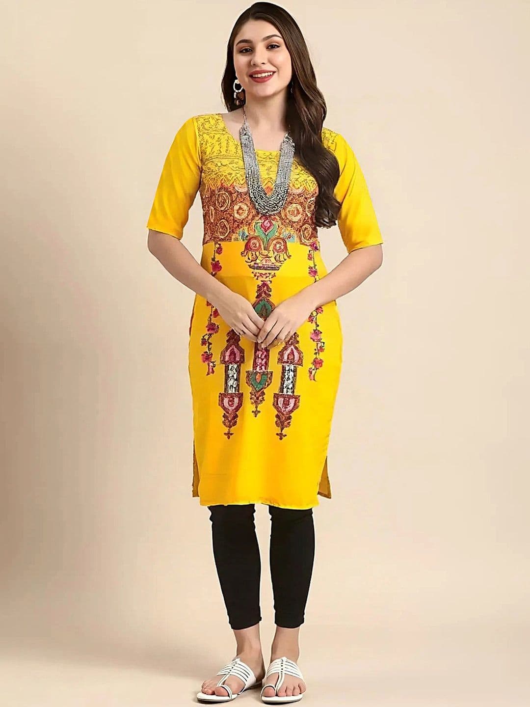 arangya Pack Of 3 Women Ethnic Motifs Printed Indie Prints Crepe Kurta - view 1