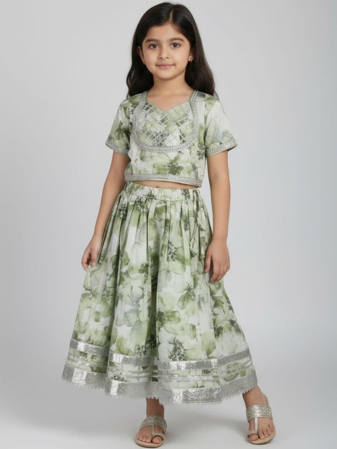 Sangria Girls Printed Ready to Wear Lehenga & - view 1
