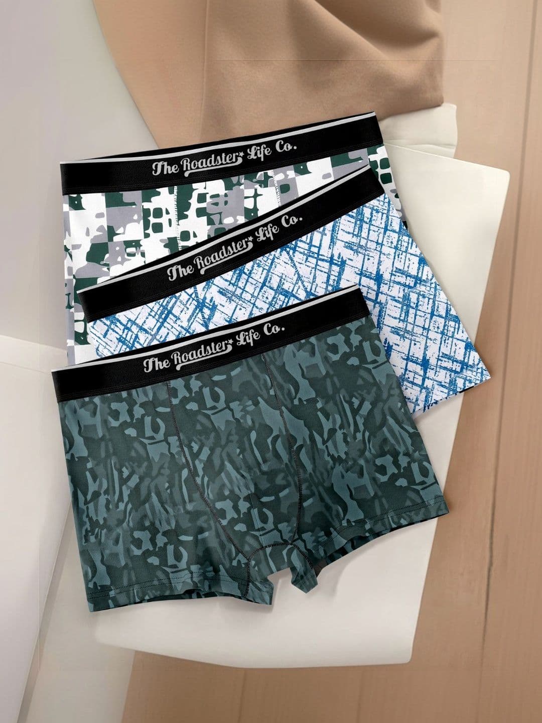 The Roadster Lifestyle Co Pack Of 3 Printed Breathable Trunks - view 1