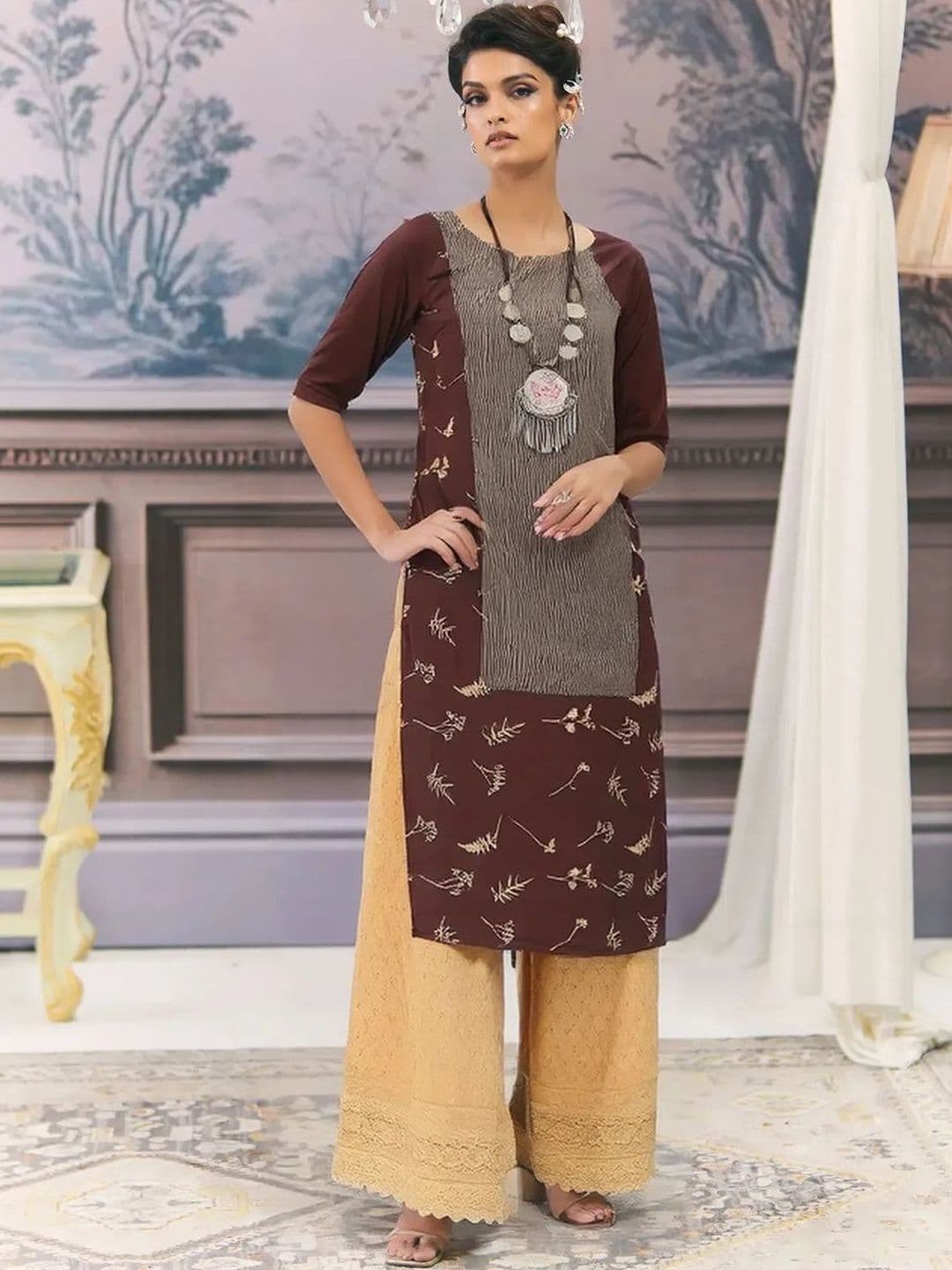 arangya Pack Of 2 Women Ethnic Motifs Printed Indie Prints Crepe Kurta - view 1