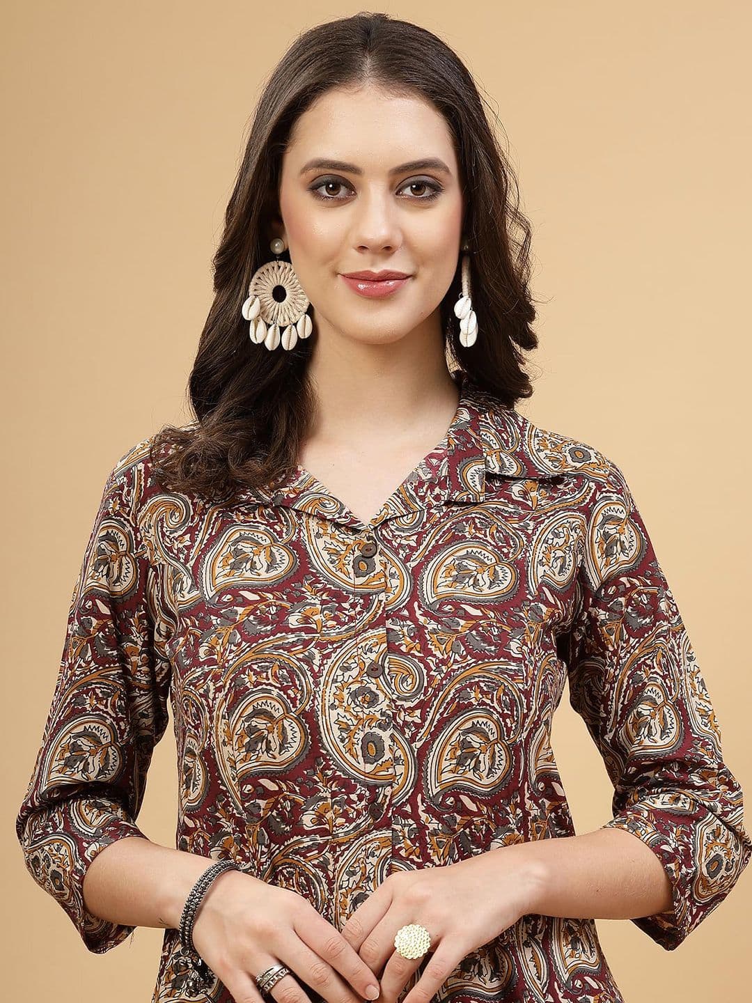 Pistaa Floral Printed Regular Pure Cotton Kurta with Trousers - view 1