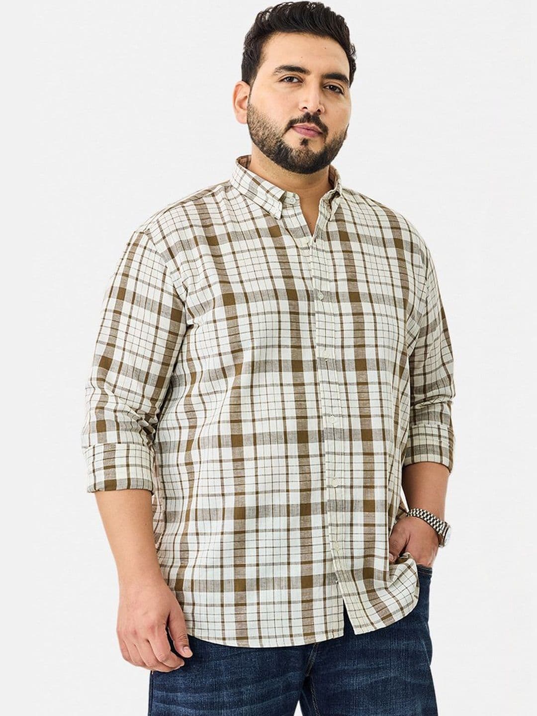 Snitch Plus Size Men Checked Casual Shirt - view 1