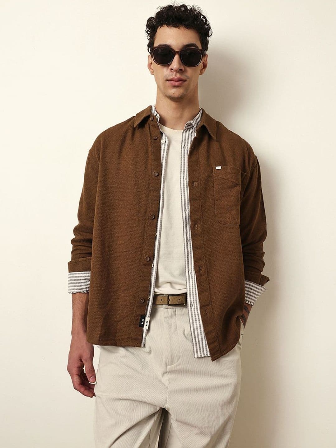 THE BEAR HOUSE Men Cotton Textured Relax Fit Overshirt - view 1