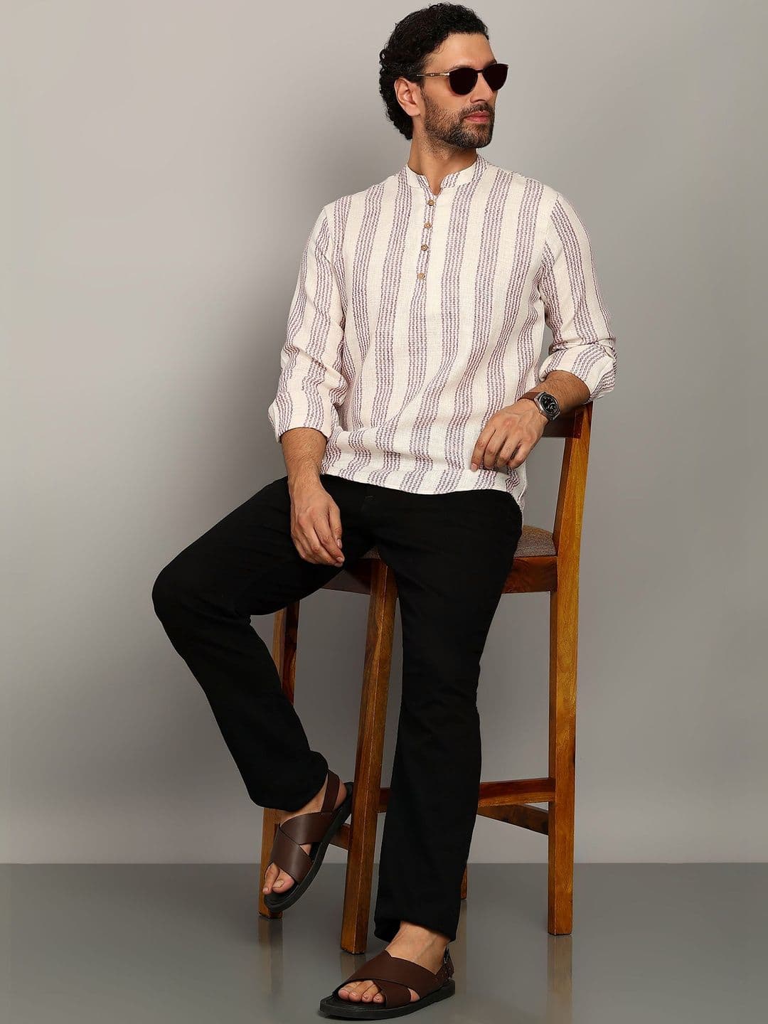HERE&NOW Men Striped Kurta - view 1