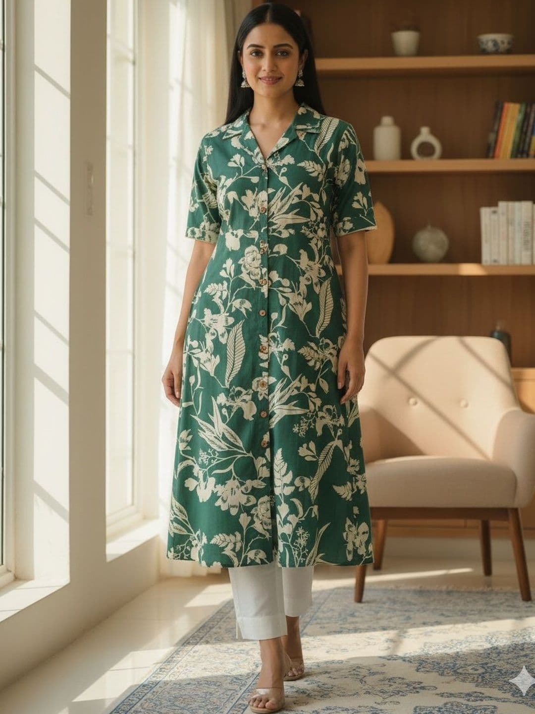 Chaukas Women Ethnic Motifs Printed Floral Kurta - view 1