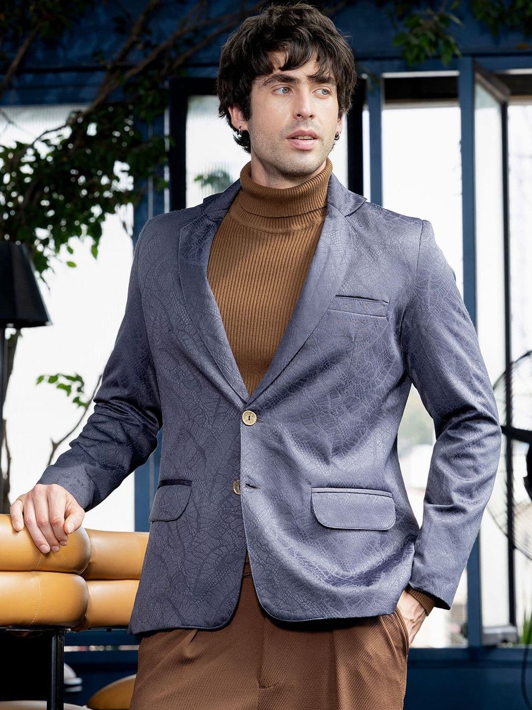 CAHOOT Printed Notched Lapel Single-Breasted Tailored Fit Blazers - view 1