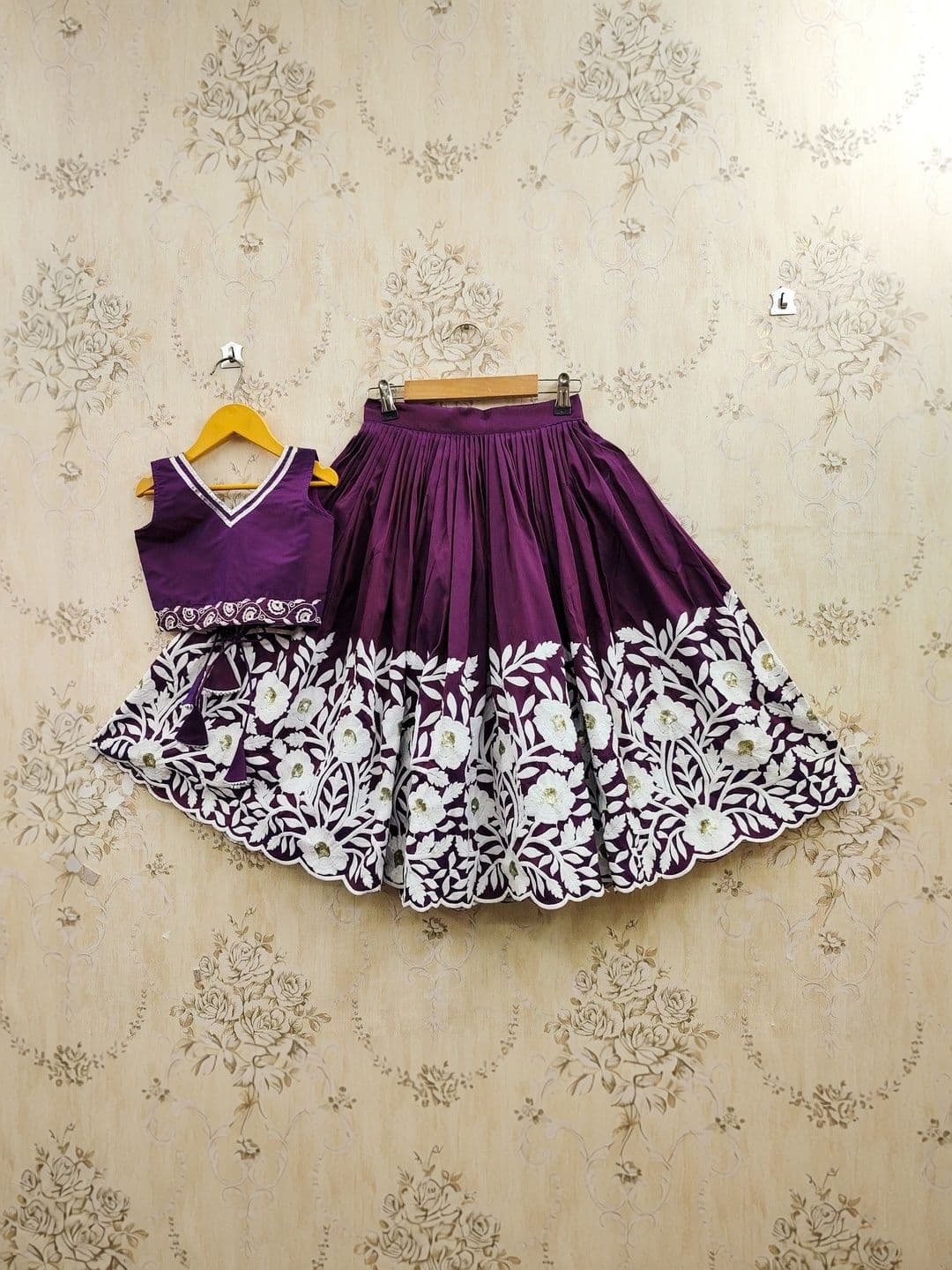Sangria Girls Floral Embroidered Lehenga With Choli - view 1
