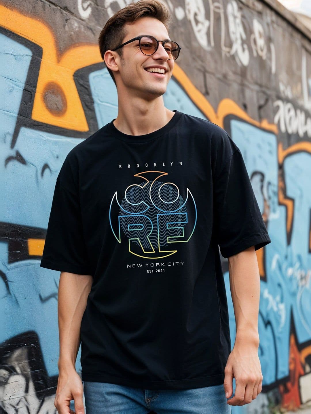 SMARTEES Men Oversized Typography Printed T-shirt - view 1