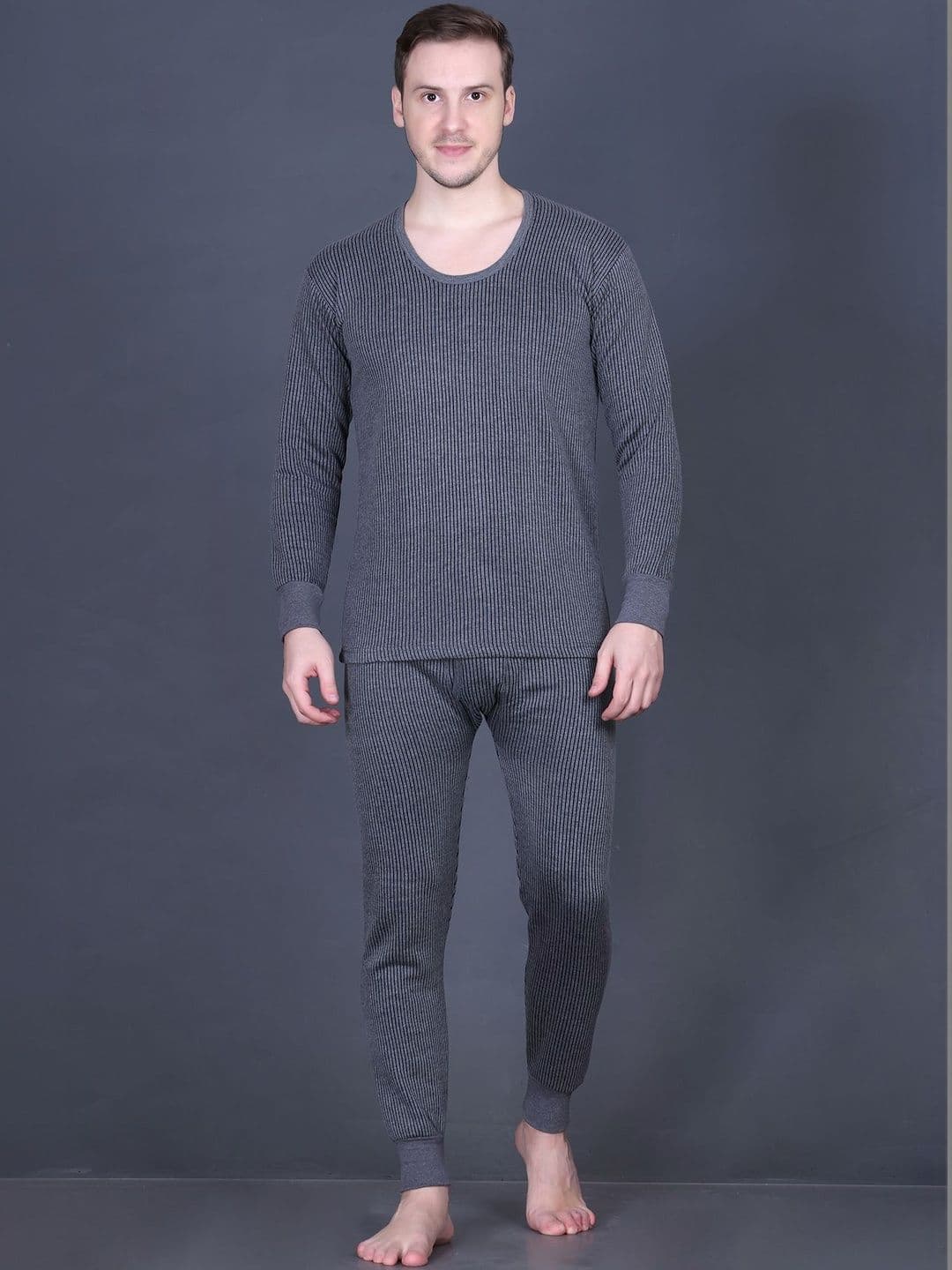 GODFREY Striped Round Neck Thermal Set - view 1