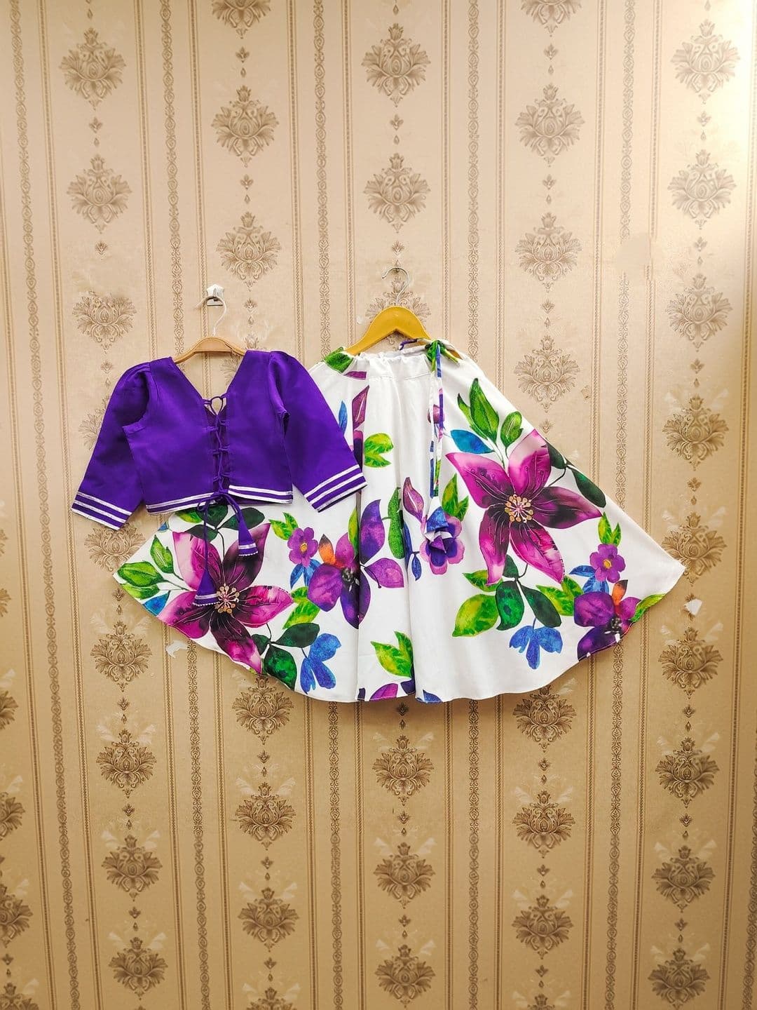 Sangria Girls Printed V-Neck Flared Lehenga Choli - view 1