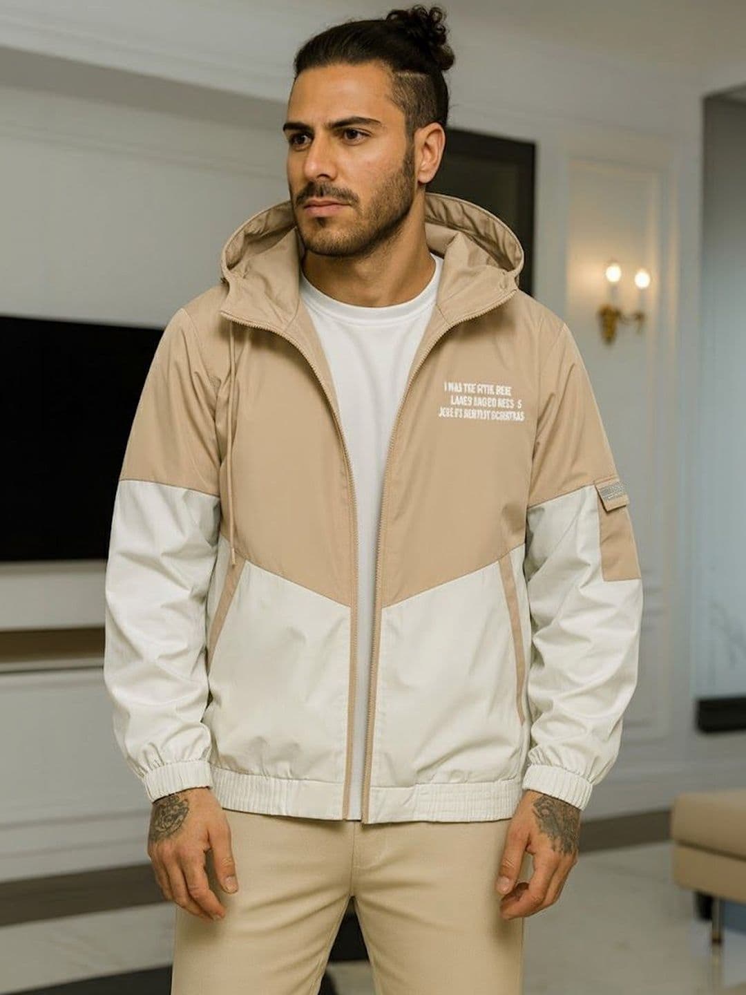 VERTICALS Men Typography Colourblocked Lightweight Sporty Jacket - view 1
