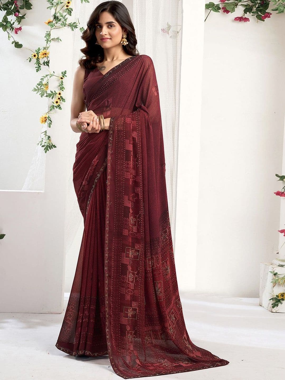 SANISA Ethnic Motifs Zari Poly Georgette Heavy Work Saree - view 1