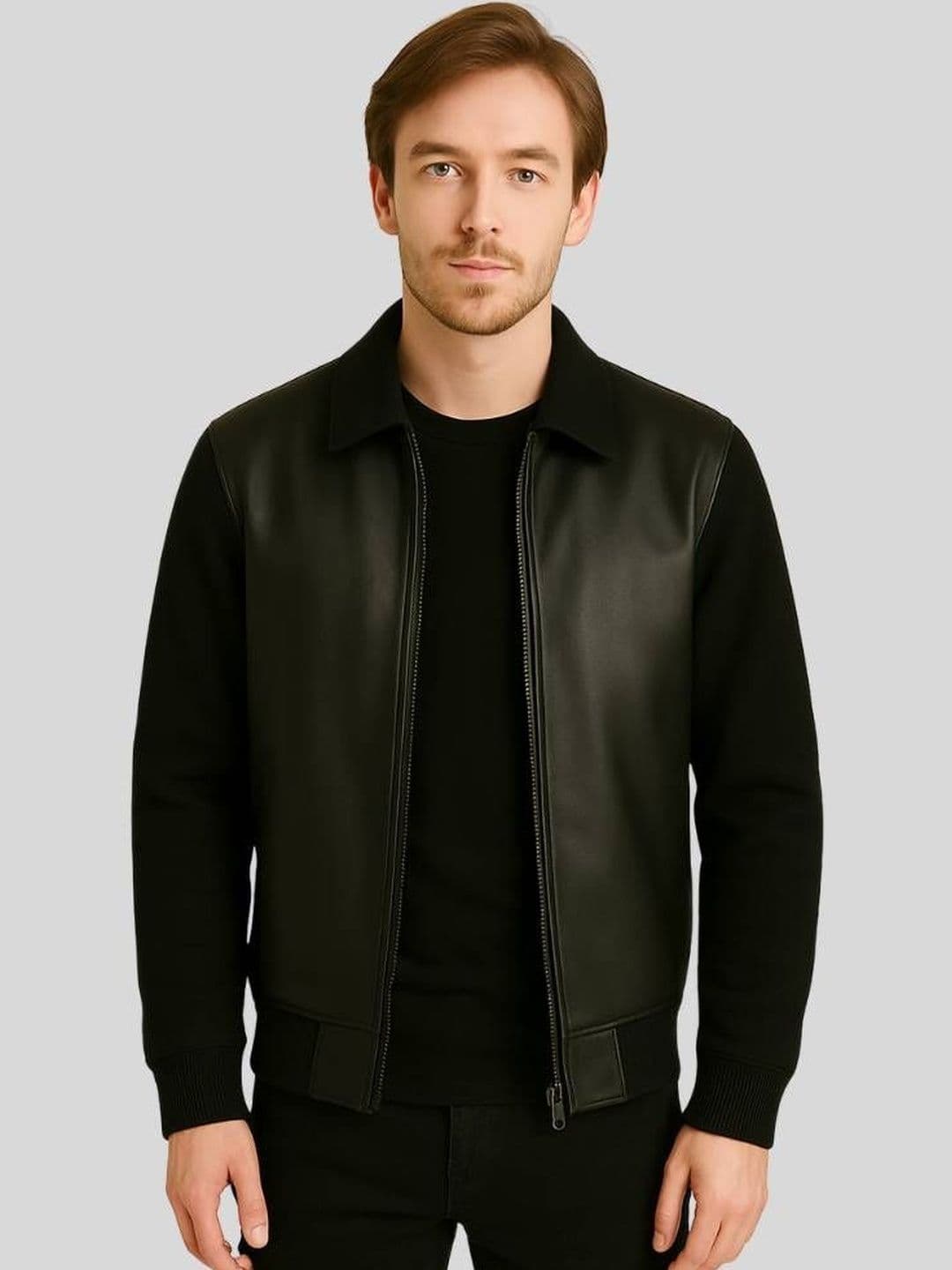 Raxedo Men Leather Bomber Jacket - view 1
