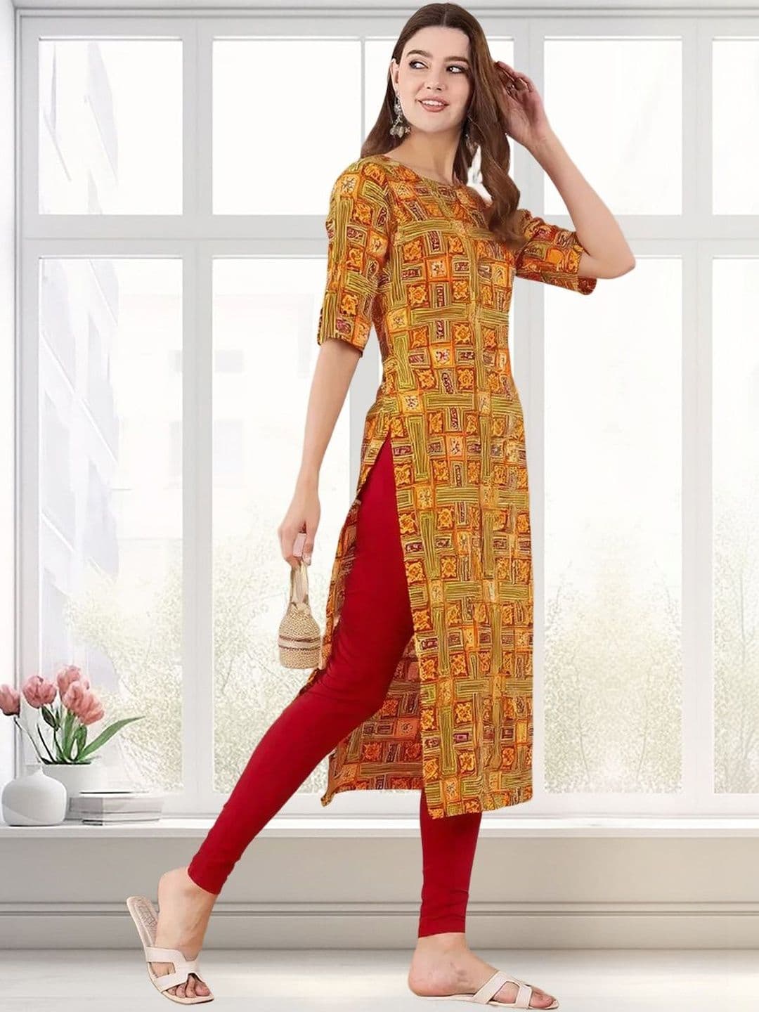 arangya Women Pack Of 3 Geometric Printed Crepe Kurta - view 1