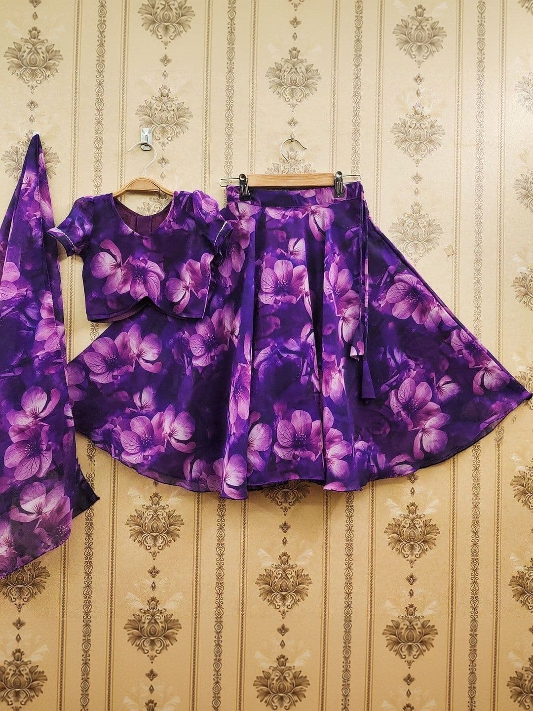 Sangria Girls Printed V-Neck Flared Lehenga Choli - view 1