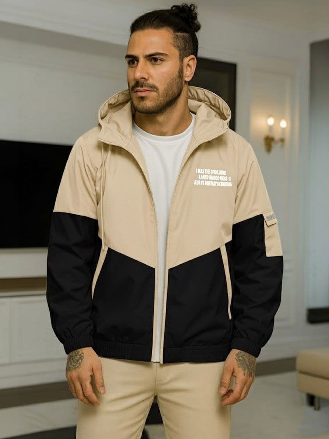 VERTICALS Men Typography Colourblocked Lightweight Sporty Jacket - view 1